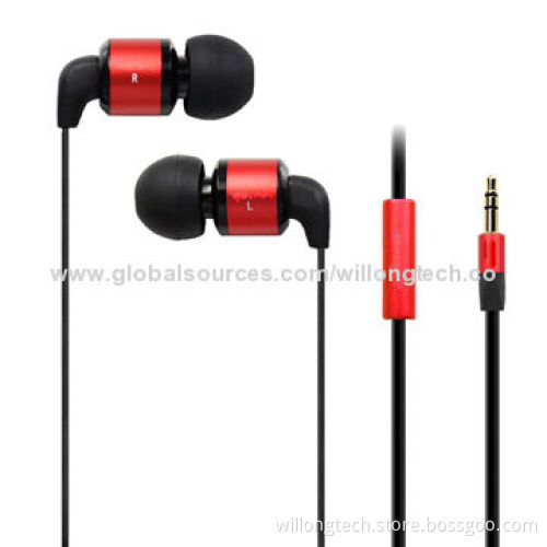 New Designed Colorful Metal In-ear Earphones for Mobile Phone with Mic, 5mW Maximum Power